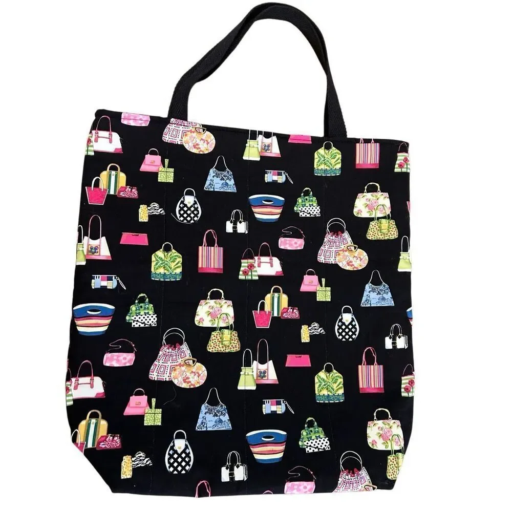 Handmade Colorful Large & Deep Fabric Tote Bag Beach Bag Travel Tote 24”x12”x 6”